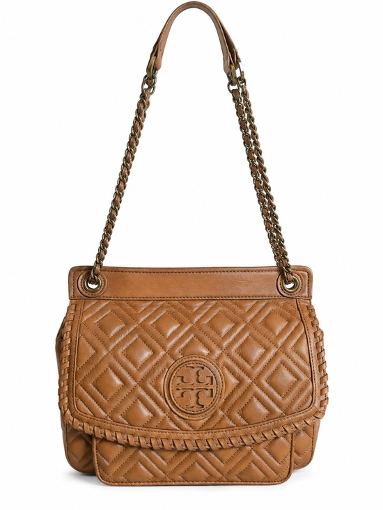Tory Burch Handbags - Tory Burch Fleming Brown Leather Quilted Shoulder Bag Chain Strap Whipstitch